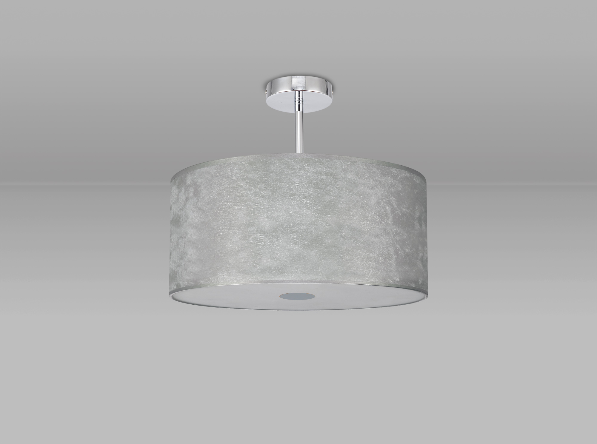 Baymont 40cm Semi Flush 1 Light Polished Chrome, Silver Leaf, Frosted Diffuser DK0785  Deco Baymont